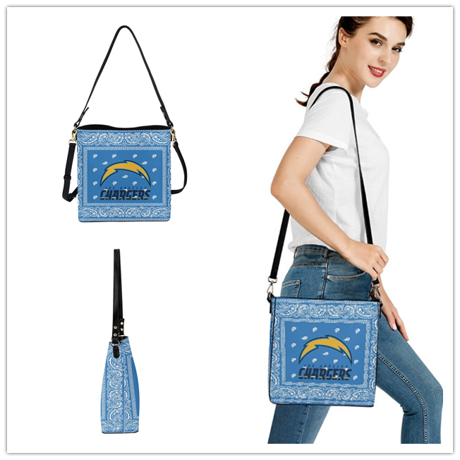 Los Angeles Chargers PU Leather Bucket Handbag 001